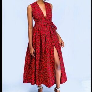 Look Afrik Elegant Red Halter Dress